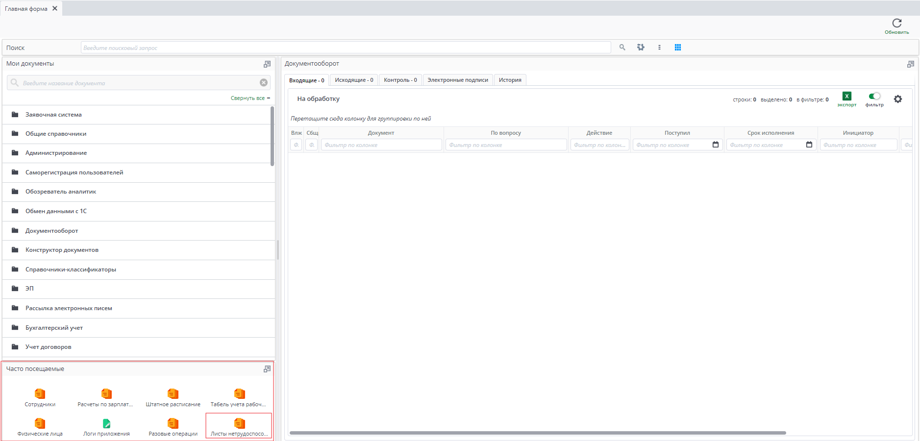 Рисунок 3 "Часто посещаемые страницы"