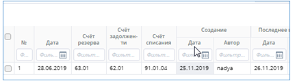 Рисунок 10 Реестр документов "Восстановление резерва по сомнительным долгам"