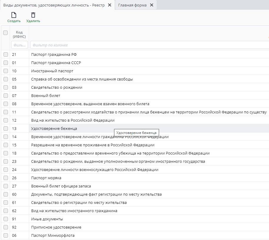 Рисунок 4 Виды документов