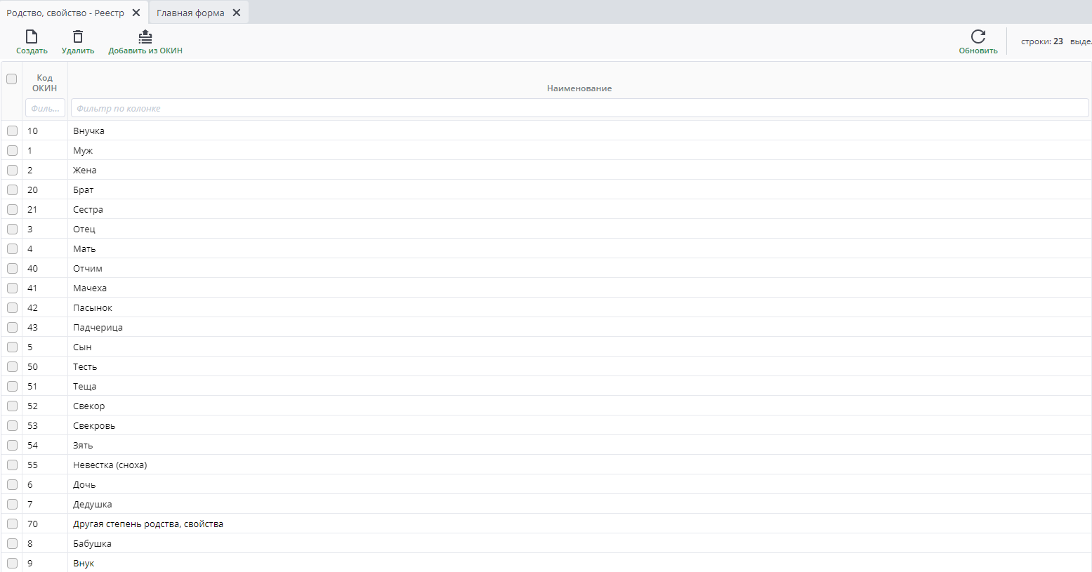 Рисунок 23 Реестр