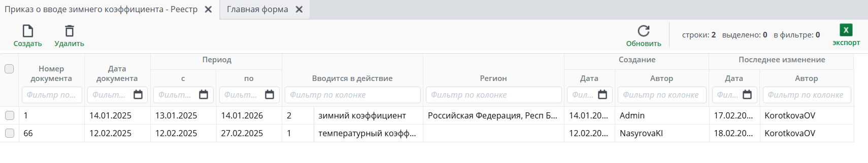 Форма приказа