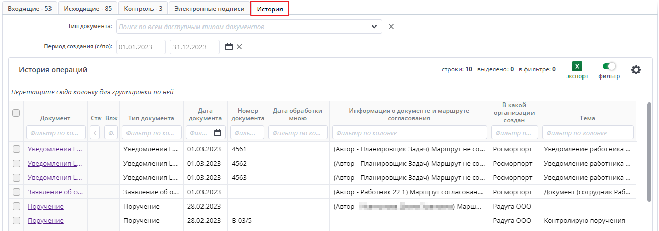 История