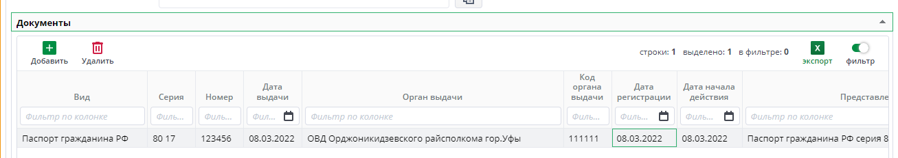 Рисунок 7 Заполнение паспортных данных