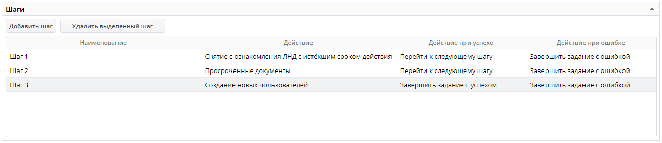 Пример с несколькими шагами